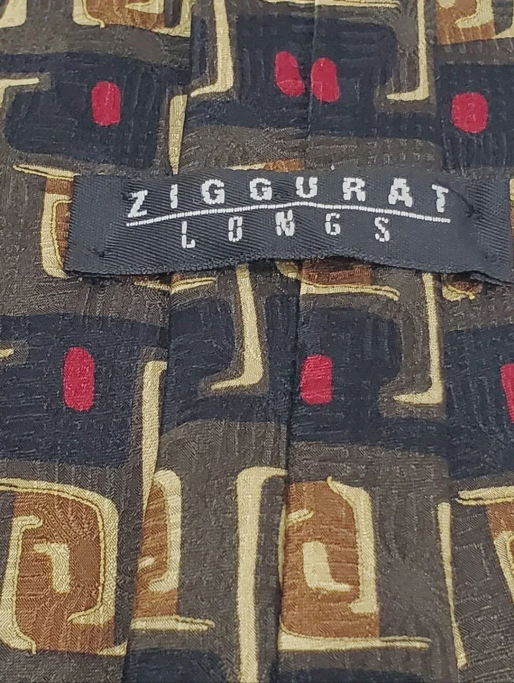 Ziggurat Men's Silk Neck Tie Multicolor Geometric Pattern Extra Long 63x3.75